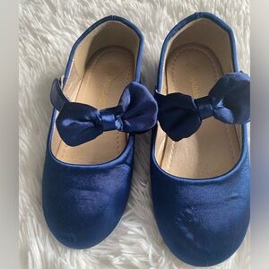 Satin Blue Velcro closure dress shoes little girl size 12